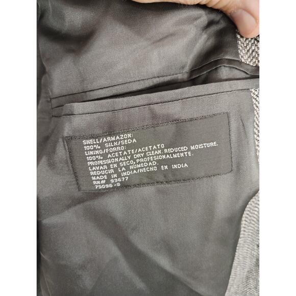 Stafford 100% Silk Men's Sport Coat 46L Salt & Pepper Church Business Preppy - Picture 7 of 11